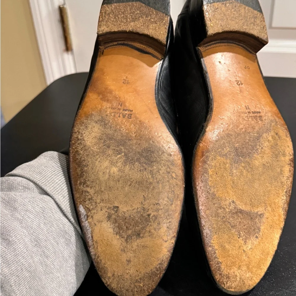 Bally Black Leather Tassel Loafers Slip-Ons size 12